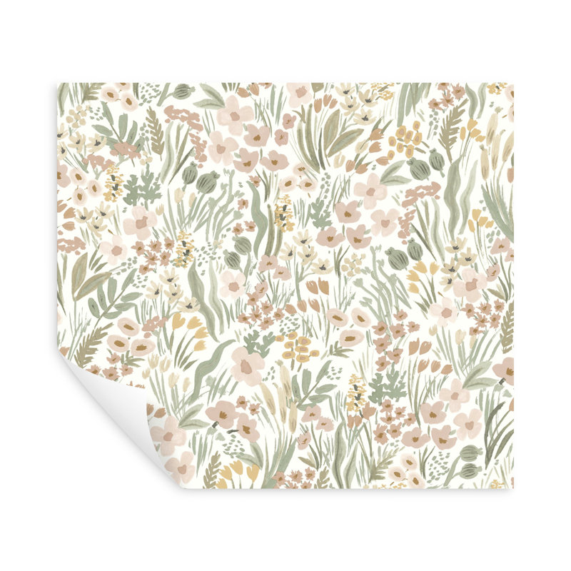Lea Peel & Stick Wallpaper, Light Pink/White/Gray