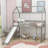 Twin Size House Wood Loft Bed with Slide-1460083609