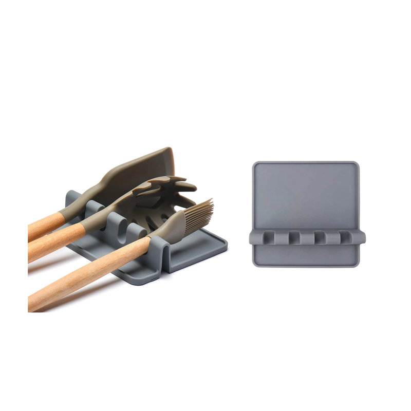 Plastic Square Spoon Rest, Gray