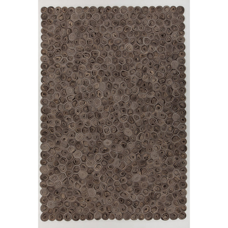 Tapis brun en laine fabriqué à la main Williamsburg Dhurrie, Rectangle 5 pi x 7 pi 6 po