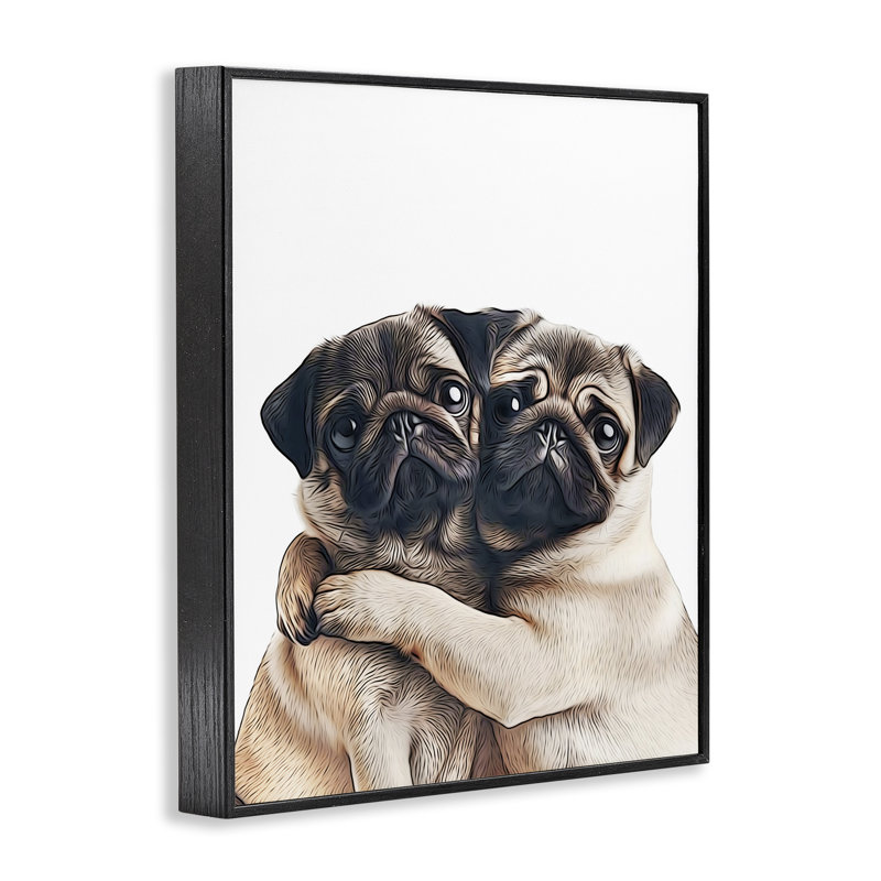 Deux carlins étreints, art de la giclée par Annalisa Latella, Giclée encadrée noir minuit, H 14 po x l 11 po