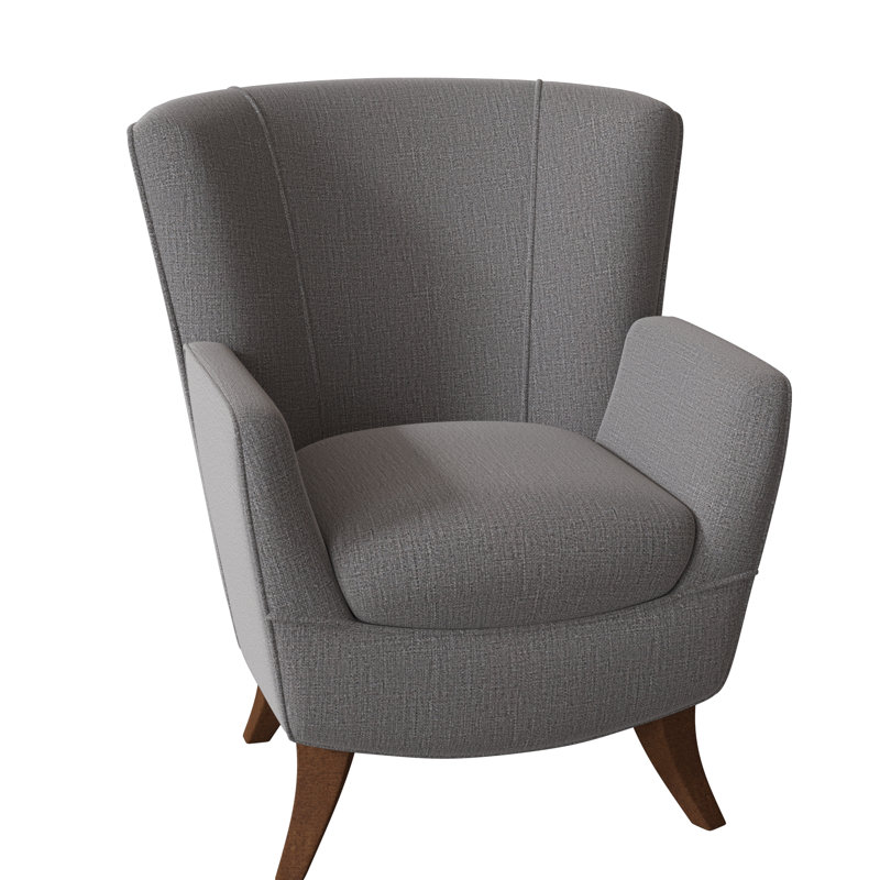 Bethany Upholstered Armchair, Charcoal Grey Performance, Honey Birch