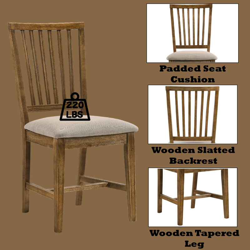 Ensemble de 2 chaises d'appoint en lin brun clair et chêne vieilli Wallace II