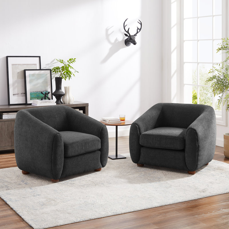 Mykel Upholstered Accent Chair, Dark Gray Polyester