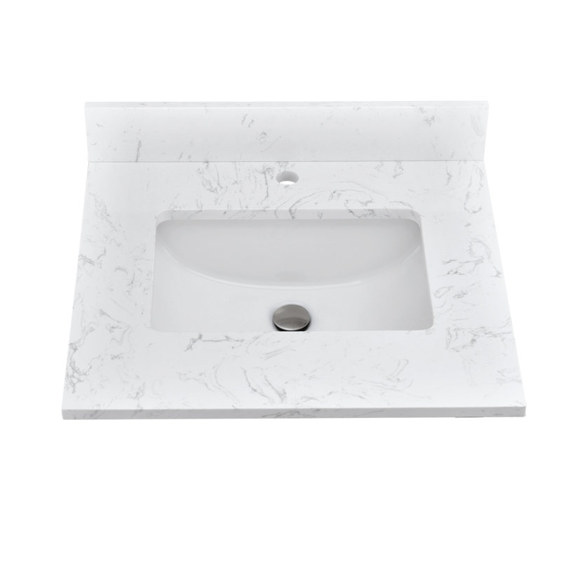 Dessus de meuble-lavabo en pierre reconstituée 24 po avec lavabo - pour remplacement de meuble-lavabo, sans armoire