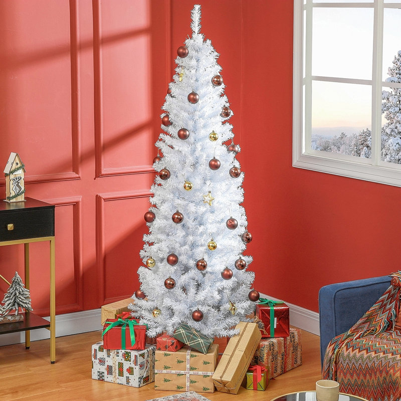 Arbre de Noël au crayon 6 pi, sapin de Noël artificiel non éclairé avec branches réalistes, arbre d'Halloween avec 618 pointes