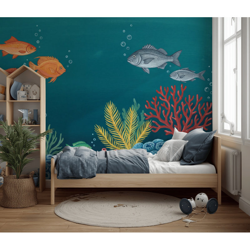 Décoration murale poisson sous-marin Coral Reef, Non tissé, 120 po x 96 po