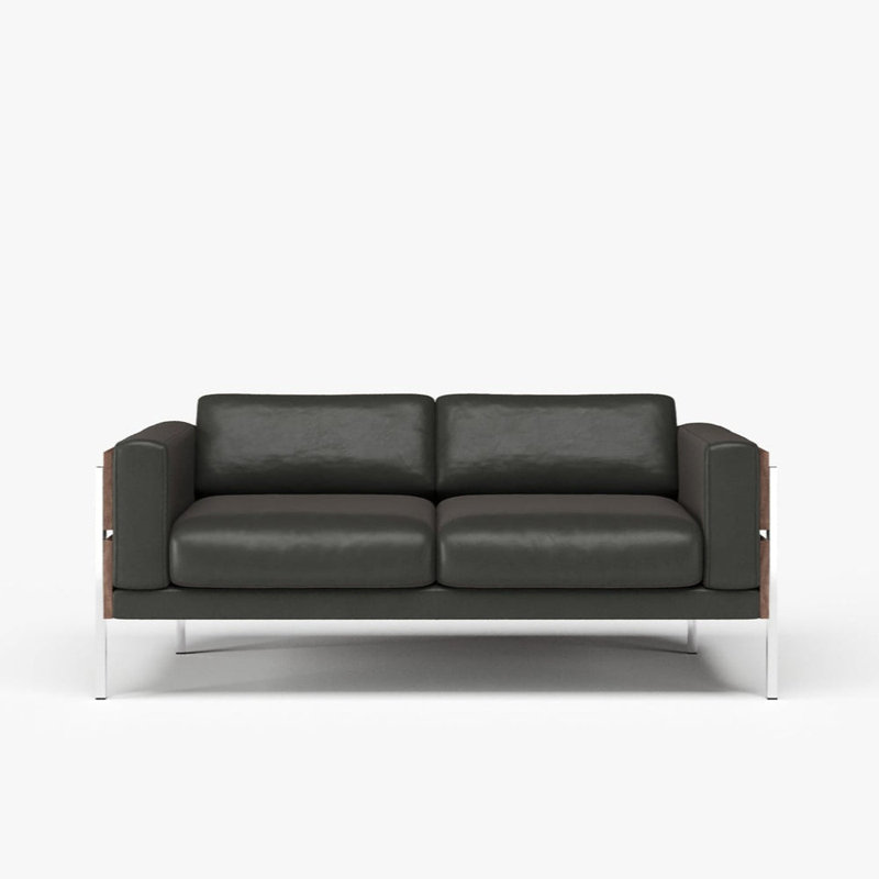 Forum 2-Seat Sofa Walnut Black Leather