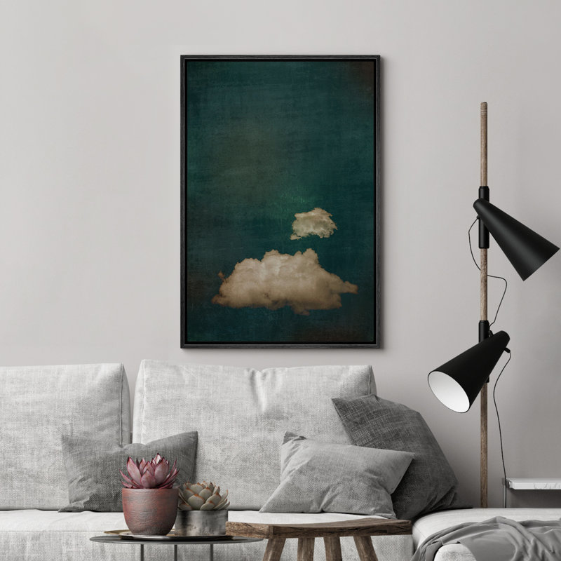 Œuvre de décoration murale minimaliste bleu marine foncé en nuages bicolores 1, Noir, H 24 po x l 16 po