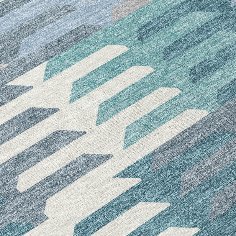 Machine Washable Indoor/Outdoor Aten ACN2328 Geometric Rug, Rectangle 8' x 10'
