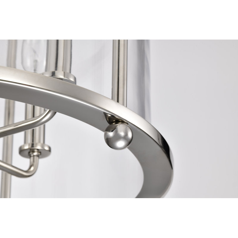 Luminaire suspendu lanterne à 4 lumières Wolfforth, Nickel poli