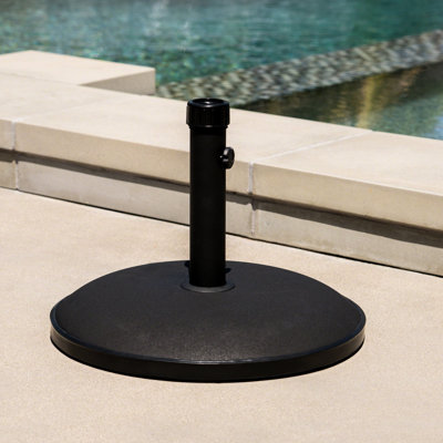 Strong Concrete & Steel Umbrella Base - 59.37 Lbs, Black Colour, Holds Up To 12 Ft Umbrellas, Secure Fit Knob, 19.33 In. W X D 14.36 H Support 55 Lbs Weight, Black, Fits Tightening Knob For Stability,