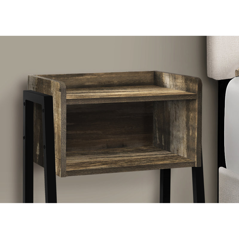 2 tables d'appoint rectangulaires - brun et métal, pieds réglables pour n'importe quelle pièce moderne avec rebords surélevés en stratifié noir 11,79 po