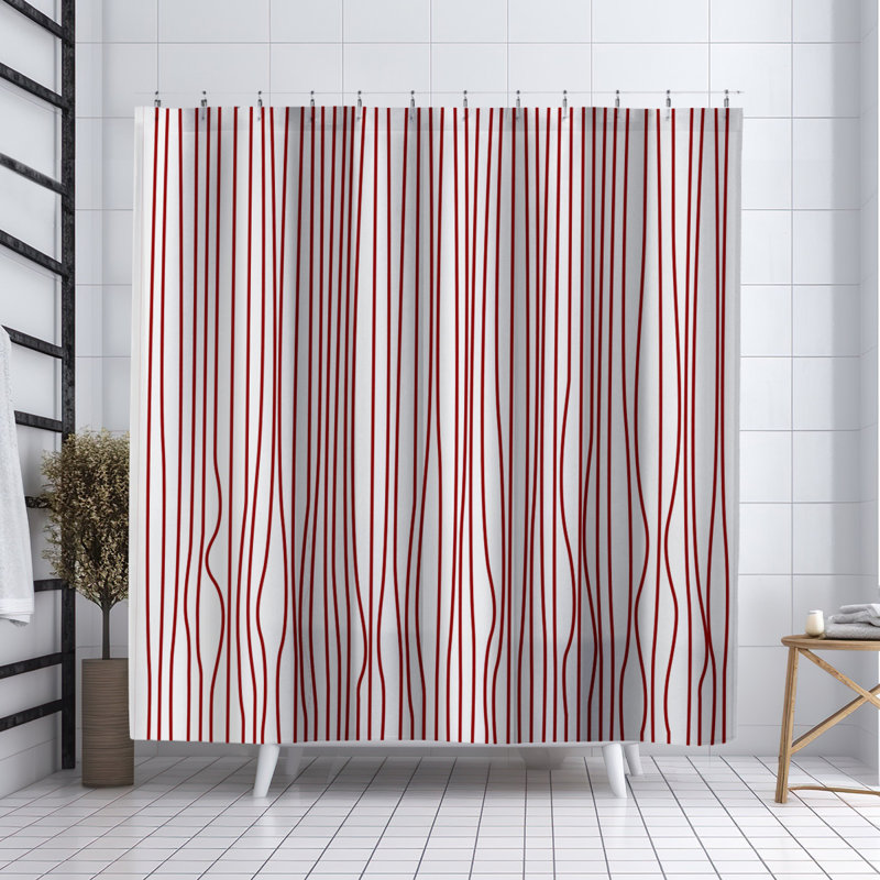 Coco Polyester Shower Curtain, Red