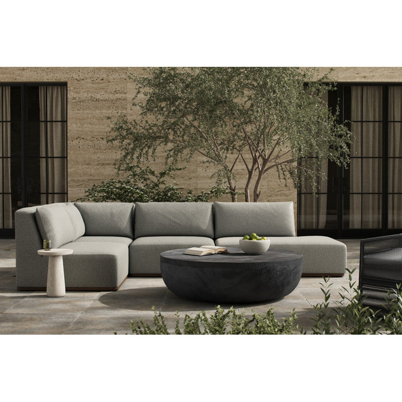 Adler Outdoor 4PC Sectional-LAF Bumper Chaise-Concha Fog, Left Hand Facing