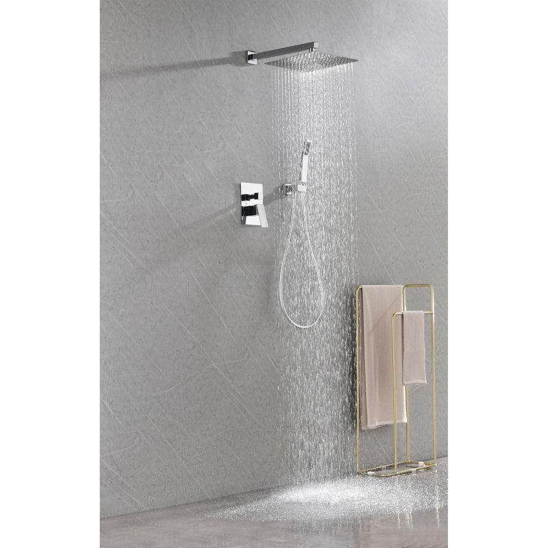 12" Wall Mounted Rain Shower - Brass Crafted Simulates Natural Rainfall Firmness Self-Cleaning Trackwaywaywaywayway Technique American Standard Pipe Joining Energy