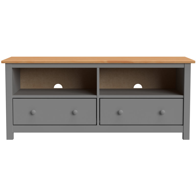 Albrecht Solid Wood TV Stand 55" with 2 Drawers and Ample Storage, Gray/Brown