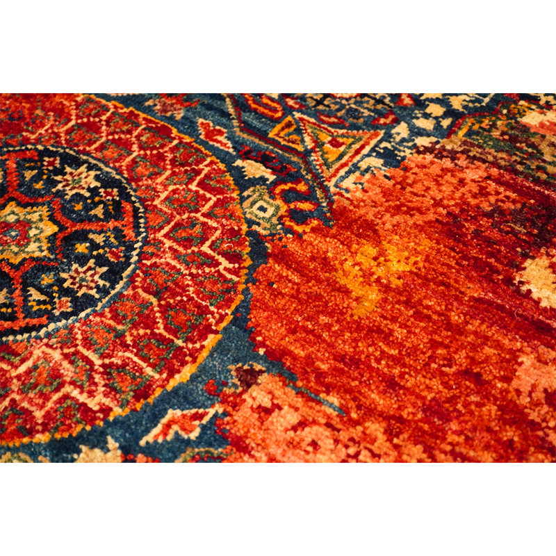 Tapis rouge / or / brun noué à la main de haute qualité