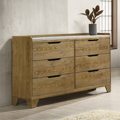 Transitional Brown Finish Bedroom Storage Dresser&Chest With Drawer Solid Rubberwood Furniture 1pc