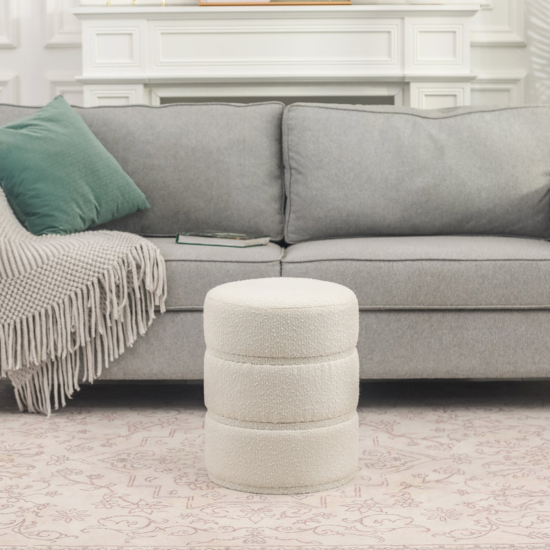 Lacquey Upholstered Ottoman, White