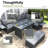 5-Piece Rectangle Wicker Outdoor Patio Dining Set With Side Tables-7121638