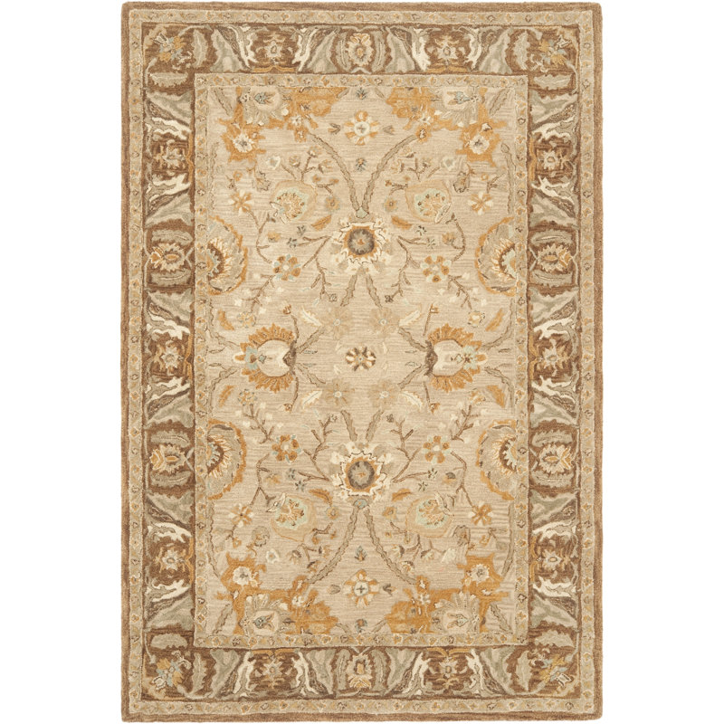 Tapis en laine touffeté à la main andish, Rectangle 5 pi x 8 pi