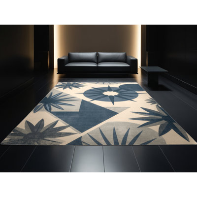 Machine Washable Pantelis Mid-Century Modern Geometric Rug in Gray – Gray Binding