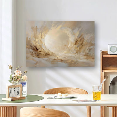 Il est ressuscité - Tableau abstrait, Toile dorée représentant un tombeau vide, Décoration murale chrétienne moderne prête à accrocher