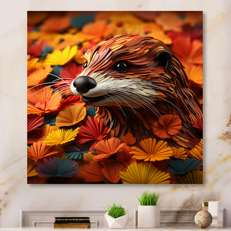 Autumn Beaver Wonders III - animaux, art mural, Toile tendue, H 30 po x l 30 po x P 1,5 po