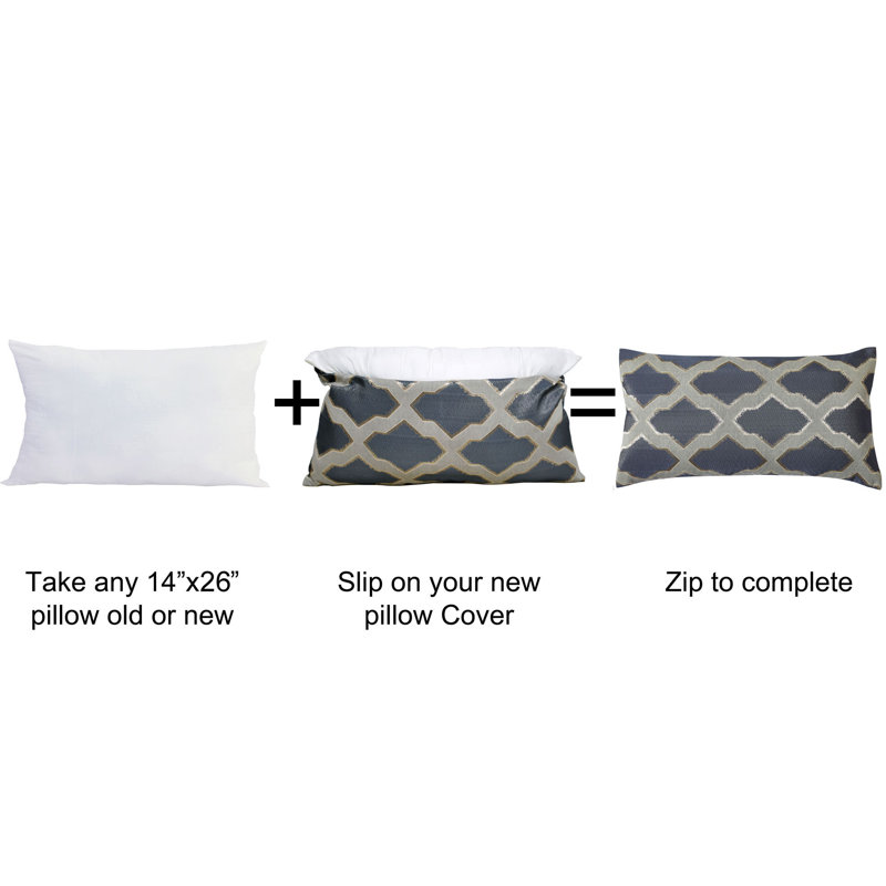 Geometric Rectangular Lumbar Cushion Cover, Charcoal