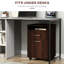 Support mobile pour imprimante et armoire de rangement brune avec tiroir, beaucoup d'espace pour les dossiers de bureau, mécanisme de verrouillage à 4 roues, s'adapte sous la plupart des bureaux, panneau de particules