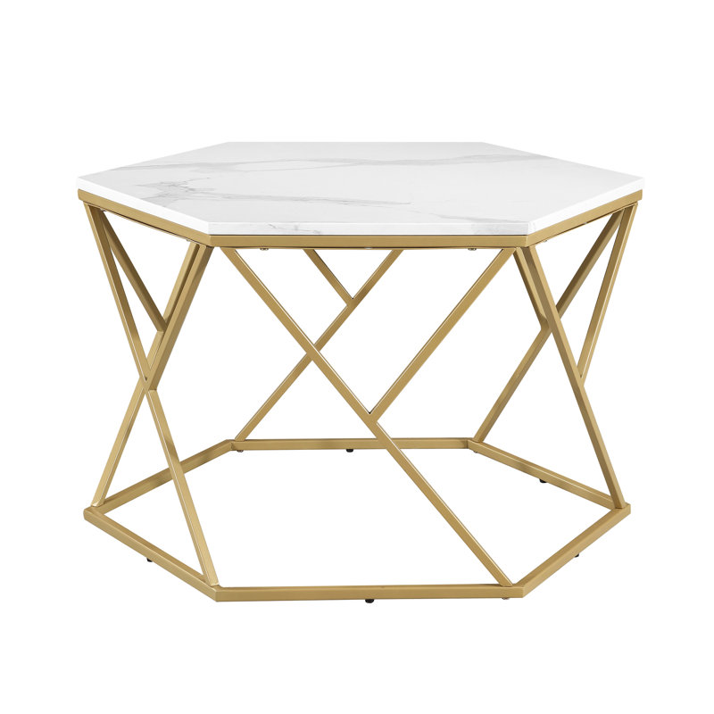 Table basse Southerland, Marbre, Doré
