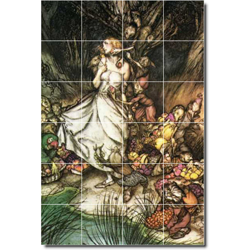 Carreau de céramique décorative 24 po x 36 po 6 po x 6 po, Illustration de Arthur Rackham W06848