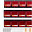 Bacs de rangement muraux, 12 bacs en plastique et 3 rails en métal, bac de rangement empilable en plastique pour vis, écrous, boulons, clous, organisateur d'outils de quincaillerie pour atelier, salle d'artisanat, garage, rouge