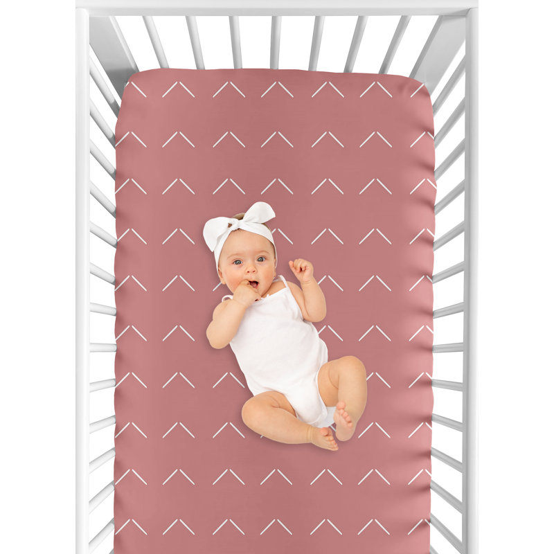 Drap-housse pour lit de bébé Diamond, Blanc cassé / rose mauve