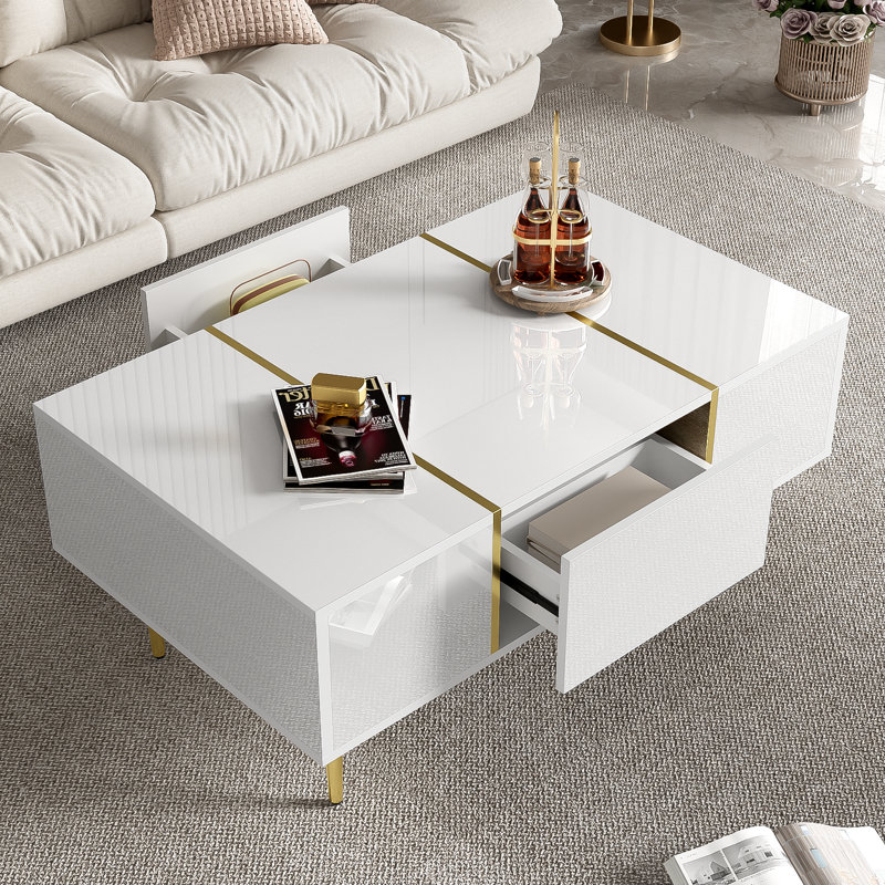 Coffee Table With Storage, White