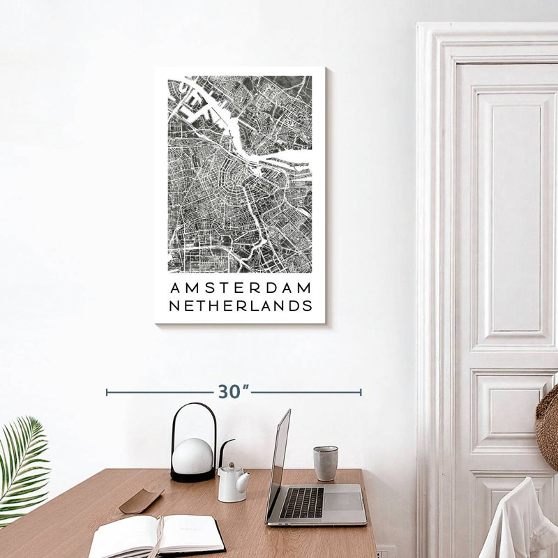 Aliaz Minimalist Amsterdam City Map, 30" H x 20" W
