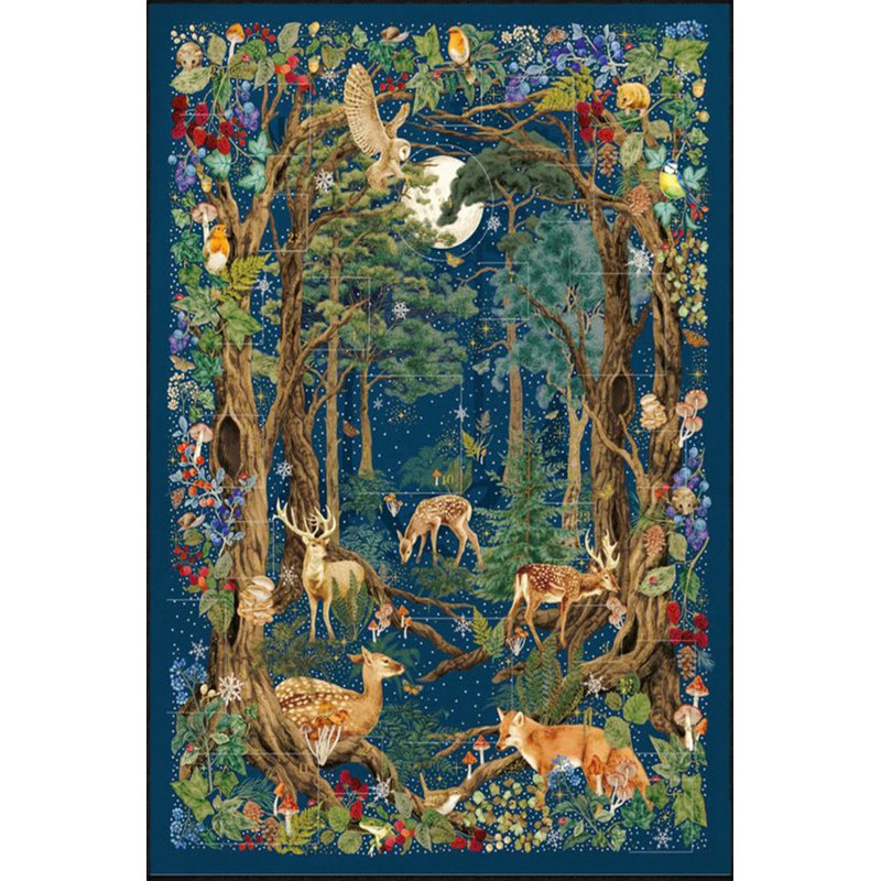 Tapis décoratif bleu à motif géométrique et botanique, Rond 3 pi 4 po