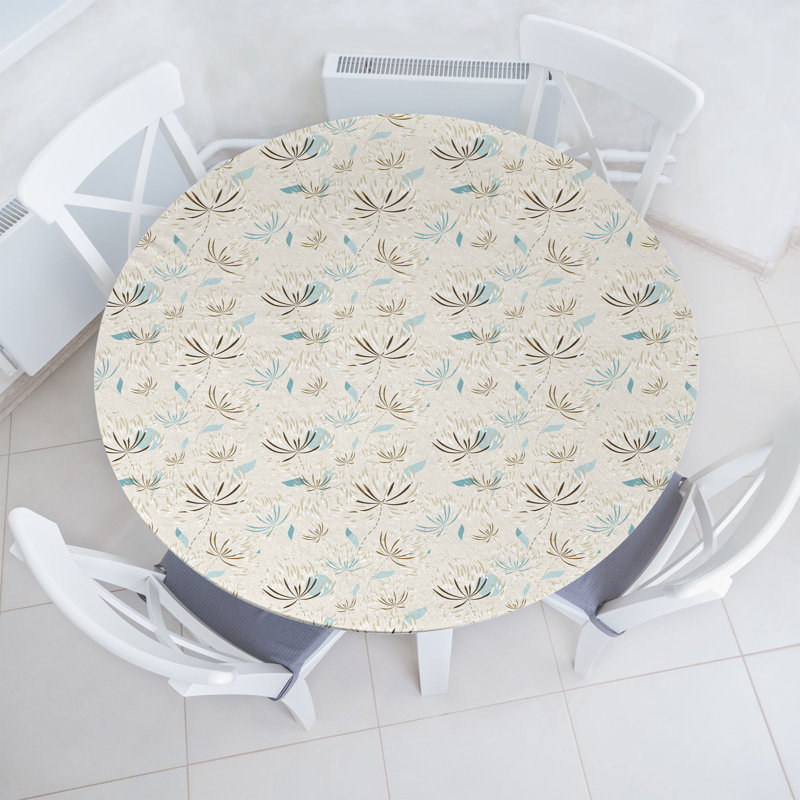 Winston Porter Garden Art Fitted Round TableclotTablecloth Multicolor 74716, 51.97" Round