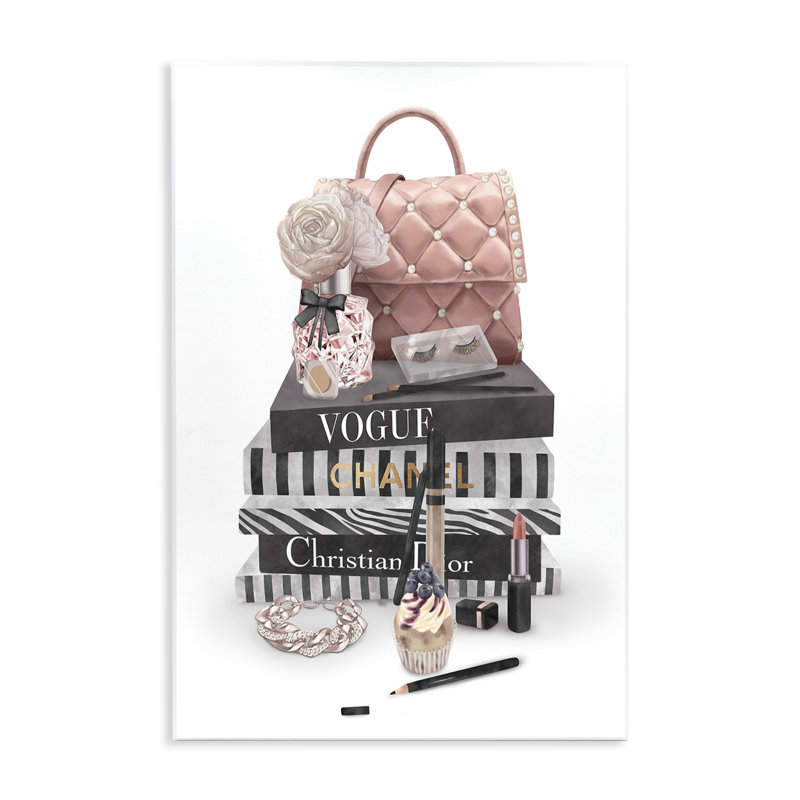 «Fashion Bookstack Purse Perfume Pink Glam Design» par Ziwei Li - impression, H 15 po x l 10 po