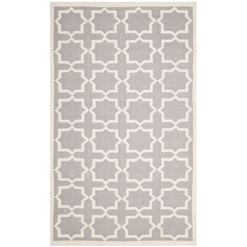 Geometric Wool Hand Woven Area Rug, Rectangle 122 x 183cm