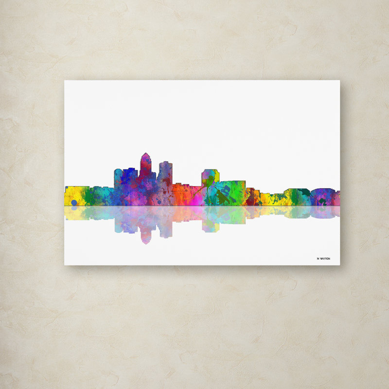 Des Moines Iowa Colorful Skyline Canvas Art