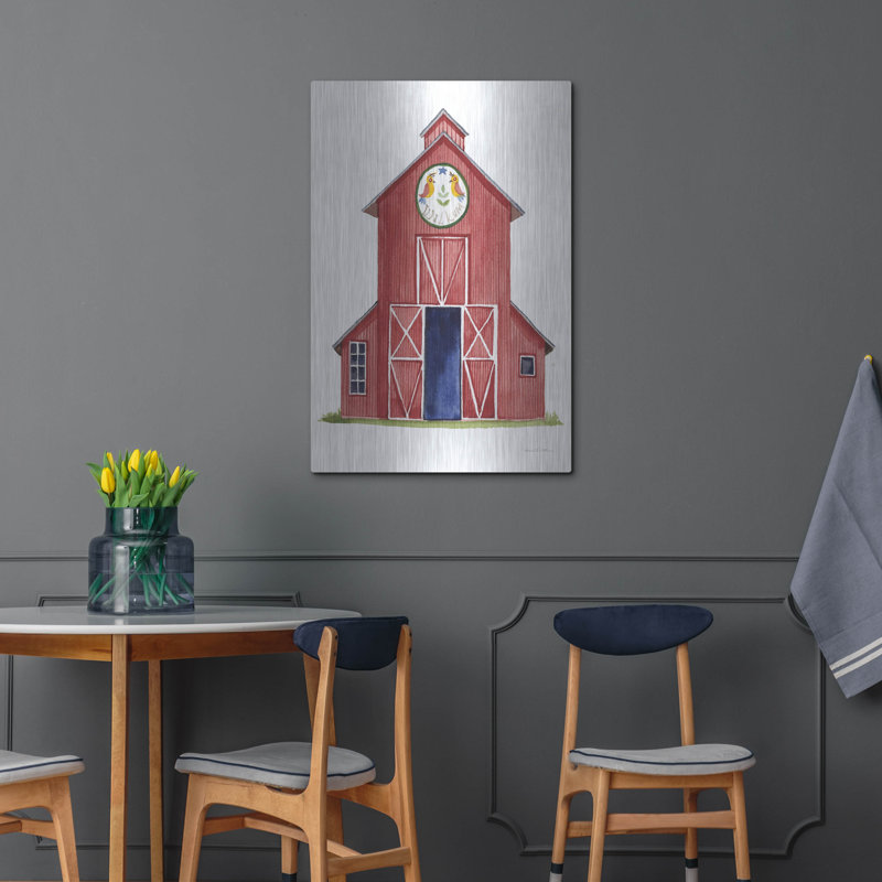 «Life On The Farm Barn Element 2» par Kathleen Parr, art mural en métal, H 36 po x l 24 po