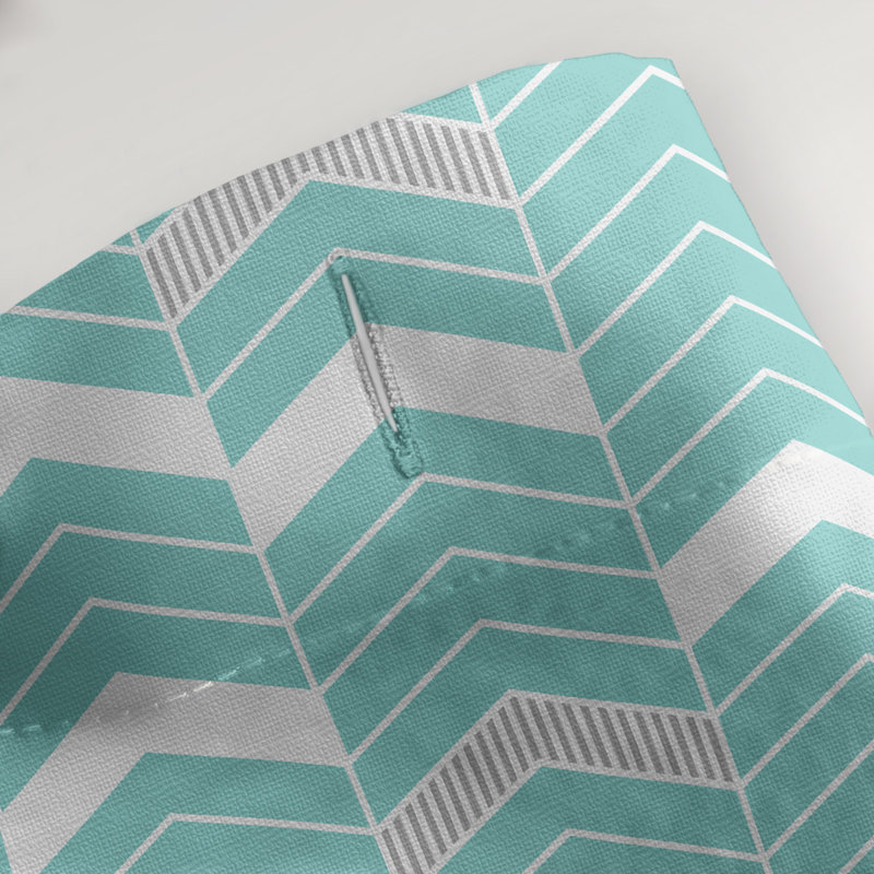Rideau de douche simple à chevrons, Bleu sarcelle/Gris