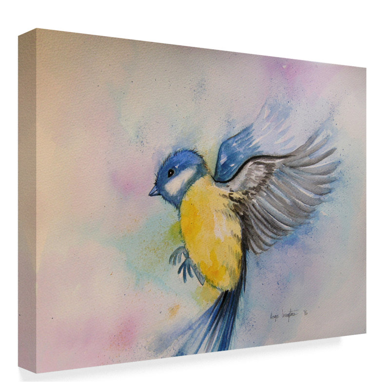 «Bluebird Yellow» par Hafner, reproduction d'art sur toile tendue, H 35 po x l 47 po x P 2 po