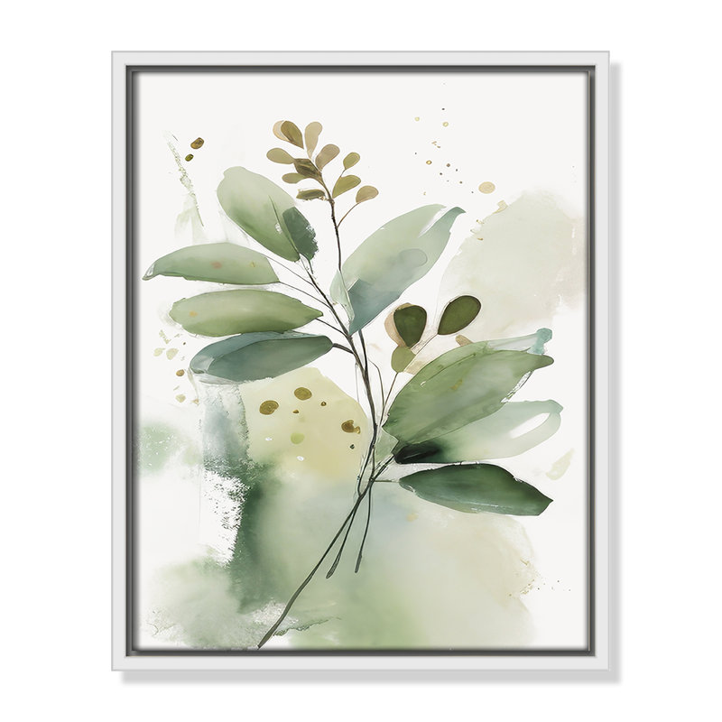 «Greenery Serenade I» par Irena Orlov, Toile avec cadre, L 12,5 po x H 15,5 po, Flotteur blanc