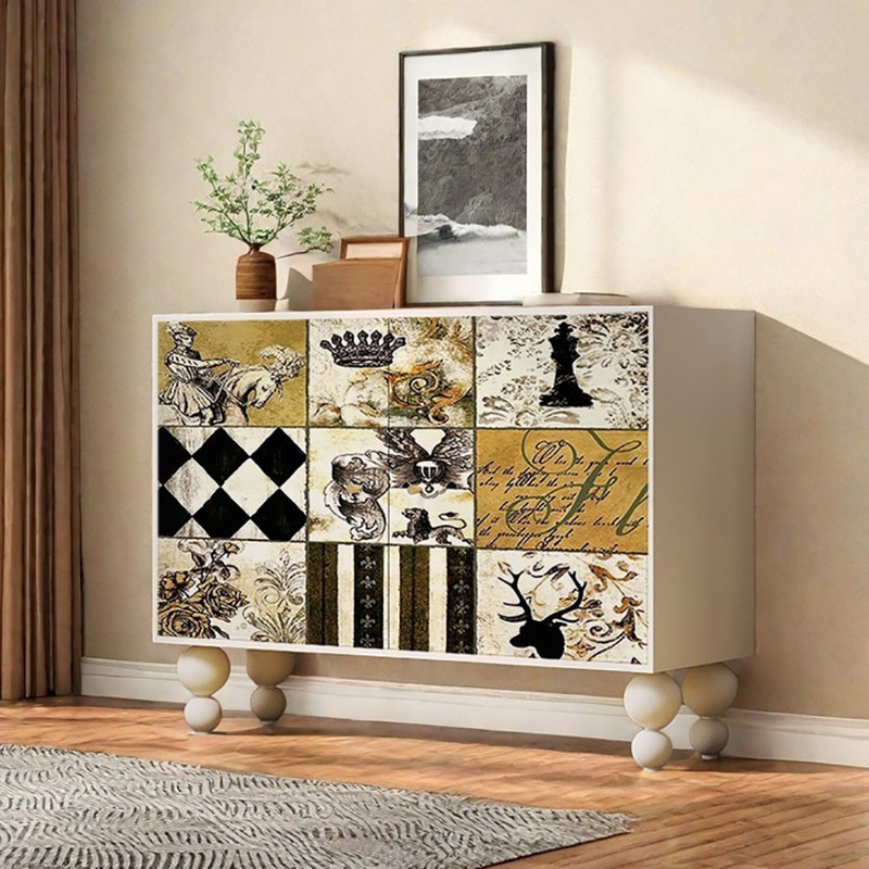 Multi-functional Sideboard,Storage Cabinet, White/Multicolour