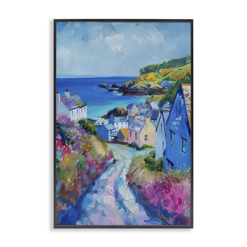 Impression sur toile, bord de mer, giclée, design par LSR Design Studio, H 18 po x l 12 po, Giclée encadrée noir minuit