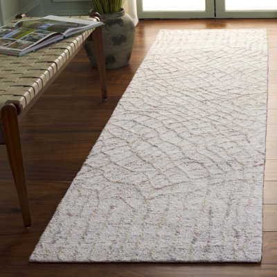 Tapis beige / gris en laine / coton touffeté à la main Mariom 534