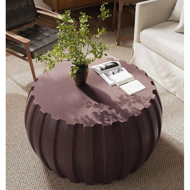 Table basse imperméable moderne 35,43 po, conception en ciment Mgo durable, compatible intérieur et extérieur (brun), Brun